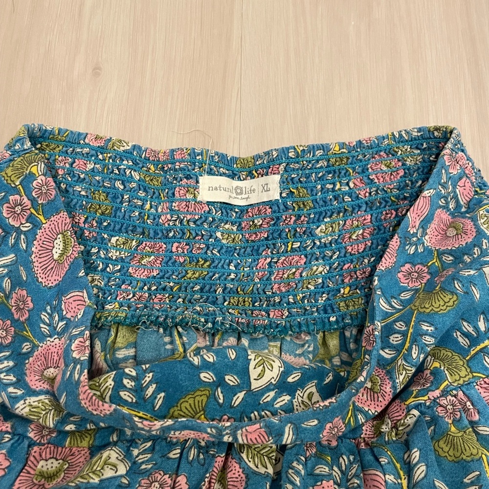NATURAL LIFE Blue Floral Tiered Maxi Skirt - Picture 7 of 10